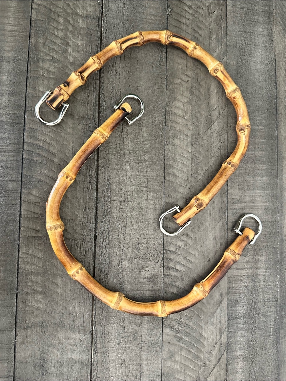 Bamboo-Style Handbag Strap in Warm Honey Brown